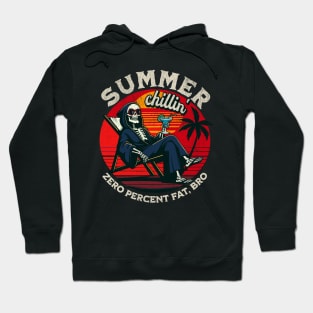 "Skeleton Summer Chill" - Beach Sunset, Funny Relaxing Skeleton Tee Hoodie